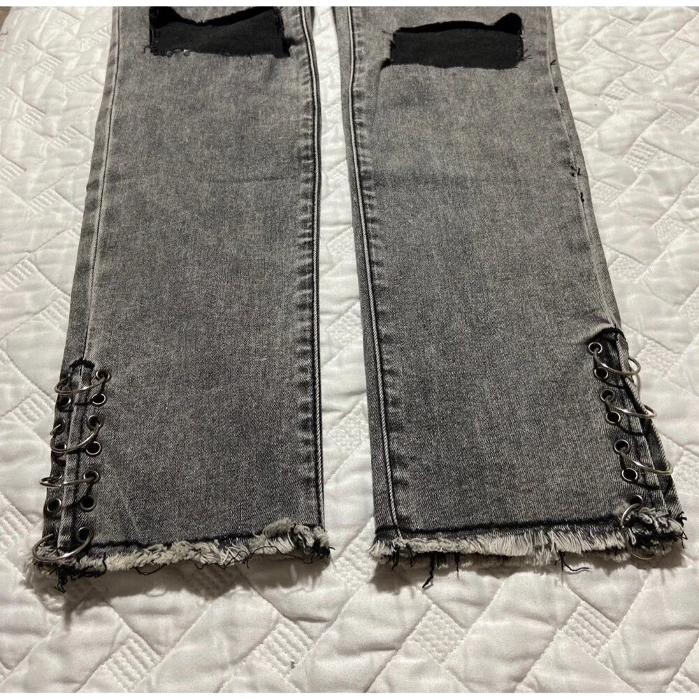 POL Jeans POL pants sexy edgy grey black jeans stretch denim NEW womens large